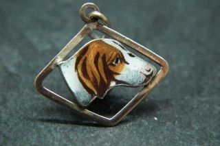 Fine Antique Edwardian/art Deco 12k Rose Gold Enamel Dog Charm/pendant