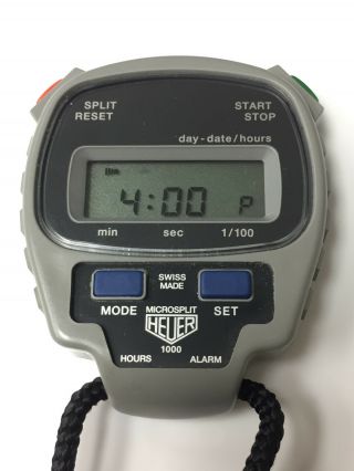 Heuer Vintage Microsplit Digital Stopwatch Swiss Made Model 1000