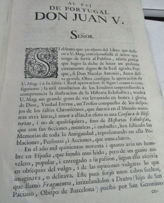 CENSURA DE HISTORIAS FABULOSAS/1742/RARE 1st Ed/DON NICOLAS ANTONIO/VELLUM FOLIO 10