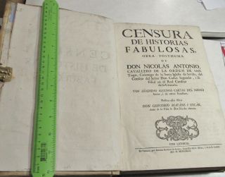 CENSURA DE HISTORIAS FABULOSAS/1742/RARE 1st Ed/DON NICOLAS ANTONIO/VELLUM FOLIO 4
