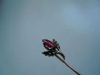 RARE Imper.  RUSSIAN 56 Gold Tie Pin with RUBY and Pearls Faberge design 3