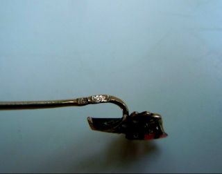 RARE Imper.  RUSSIAN 56 Gold Tie Pin with RUBY and Pearls Faberge design 4