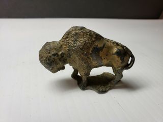 Vintage Cast Metal Toy Wild Animal Buffalo Figurine