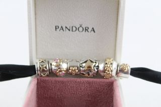 6 X.  925 Sterling Silver & Gold Accent Pandora Charms Inc.  Spacers,  Cz (22g)