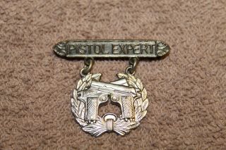 Ww2 U.  S.  Marine Corps " Pistol Expert " Badge W/attachment Pin