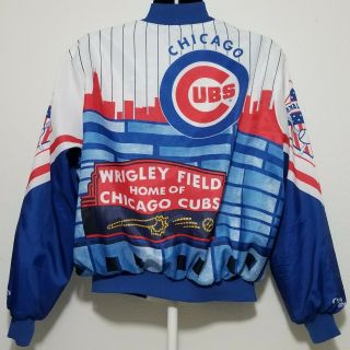1989 Vtg Chalk Line Wrigley Field Chicago Cubs Jacket Size Xl Fanimation Satin