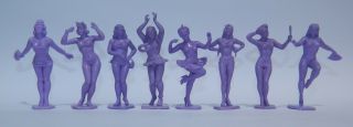 Rare American Beauties Dolls Complete Set Of 8 Pin Up Sexi Girls Reissue Purple
