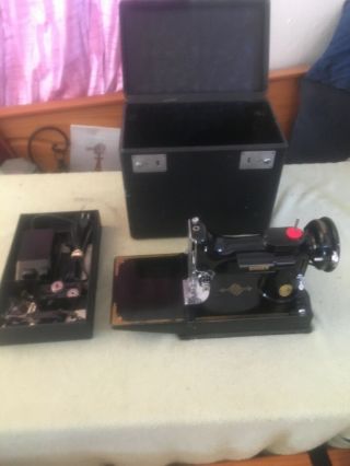 Vintage Singer Featherweight Sewing Machine 221 - 1,  Plus Accessories & Case 1948