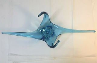 Blue Chalet Lorraine Art Glass Bowl Vase Canada Vintage 3