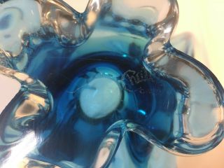 Blue Chalet Lorraine Art Glass Bowl Vase Canada Vintage 5