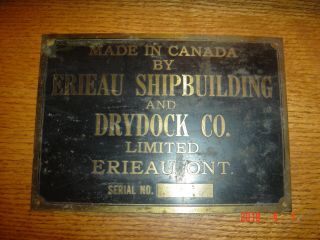 Large Brass Shipbuilders Plate,  Erieau Shipbuilding.