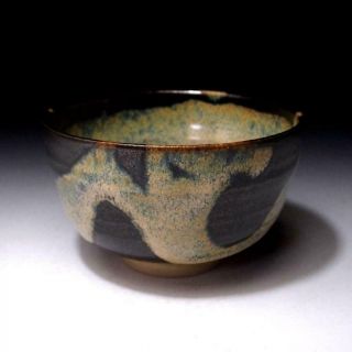 6P9: Japanese Pottery Tea bowl,  Kyo ware by Famous potter,  Toroku Nakamura 3