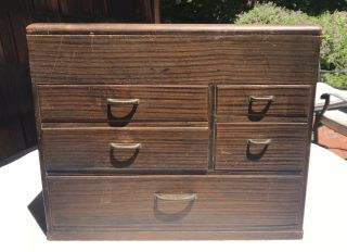 Antique Japanese Haribako Small Tansu 7 Drawers.  Secret Drawer.