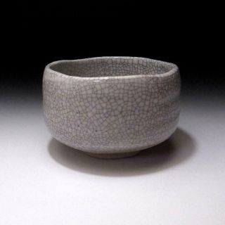 EM17: Japanese Pottery Tea Bowl,  Seto Ware,  Natural glaze cracks,  WABI SABI 3