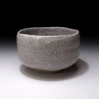 EM17: Japanese Pottery Tea Bowl,  Seto Ware,  Natural glaze cracks,  WABI SABI 4