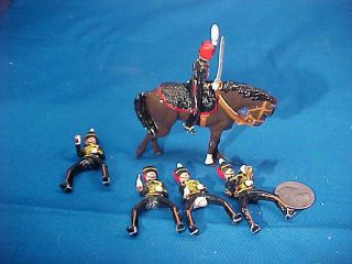 5 Vintage Hand Painted Lead Toy Cavalry Soldiers