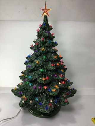 Vintage 24” Ceramic Lighted Christmas Tree Nowell’s Mold 1979
