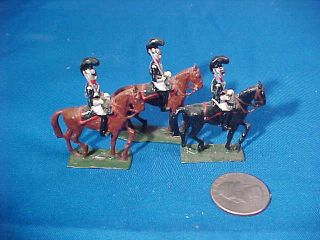 3 Vintage Hand Painted Lead Toy Prussian Soldiers On Horses Made In South Africa