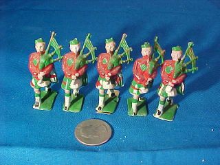 6 Vintage Hand Painted Toy Soldiers Scottish Bagpipers