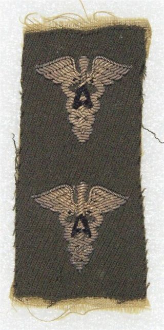 Cloth Army Officer Collar Insignia: Medical Corps Admin - Bullion/gabardine