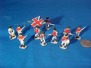 10 Vintage Hand Painted Toy Revolutionary War 1 1/4 " British Soldiers