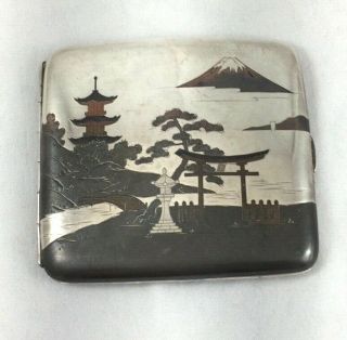 Japanese Sterling 950 Silver Mixed Metal Cigarette Case