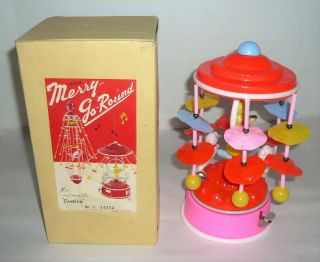 Vintage Windup Merry - Go - Round Celluliod Toy W/box