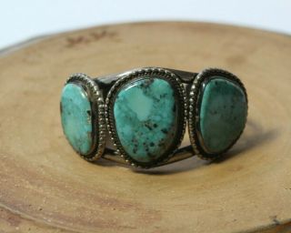 Large Heavy Vintage Navajo Sterilng Silver & Turquoise Men 