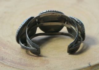 Large Heavy Vintage Navajo Sterilng Silver & Turquoise Men ' s Cuff Bracelet 118 g 5