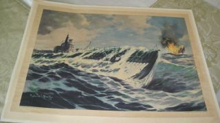 Wwii Us Navy Submarine Service Print By Electric Boat Co.  1944 " Conning The Kill