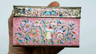 ANTIQUE CHINESE PAINTED CANTON ENAMEL BOX WITH CHARACTERS SCENE 7