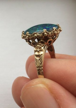 Vintage 9ct Gold And Black Opal Ring