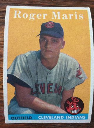 1958 Topps Roger Maris Rookie Card Water Damage,  No Creases - Vintage