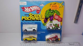 Vintage Hot Wheels 1978 4 Car Scene Machines 924/royal Flash/greased Gremlin/van