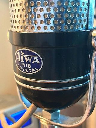 Vintage 1960 ' s AIWA M18 Pill Microphone - upgraded pickup w/ desk stand 6