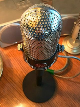 Vintage 1960 ' s AIWA M18 Pill Microphone - upgraded pickup w/ desk stand 7