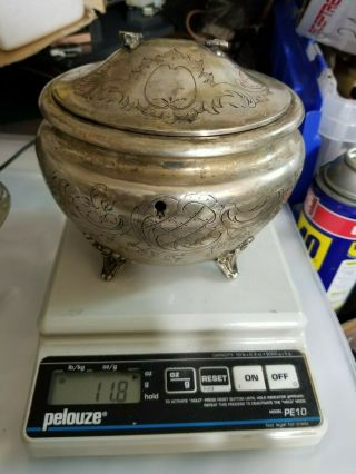Early Antique Austrian ? 800 Silver Etched Tea Caddy Magnificent