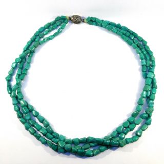 Triple Strand Old Chinese Turquoise Necklace Beads
