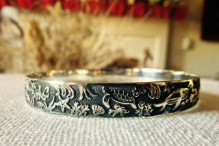 ON HOLD FOR BARBARA Hawaiian Deep Sea Sterling Bangle18g yet Petite 3