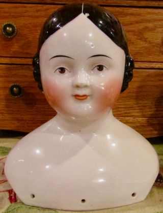 C1850 Antique 6 3/4 " German Covered Wagon Doll W/brown Eyes,  Rare China Head