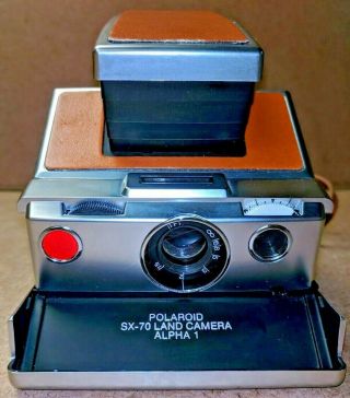 Vtg 1978 POLAROID SX - 70 Land Camera Model 1 Alpha 1 Leather Strap Flash Bar 2