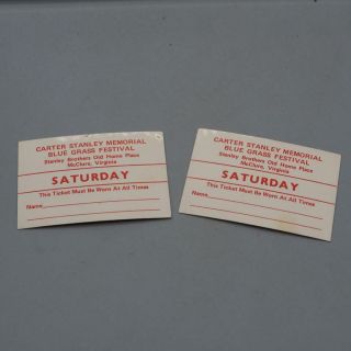 Vintage 1st Annual Carter Ralph Stanley Bluegrass Festival Pass Ticket Pair 1970