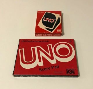 Vintage 1979 Uno Game Cards Full Deck,  Pad Of Score Cards