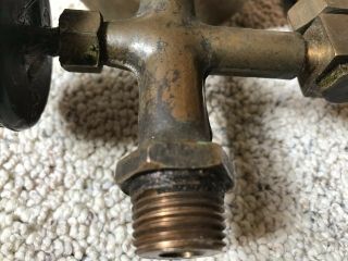 Large Early American Hit Miss Gas Steam Engine Cylinder Brass Oiler Vintage 4