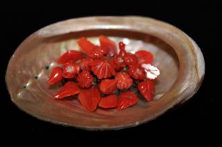 ANTIQUE CHINESE VICTORIAN CARVED RED CORAL GOLD FILLED BROOCH PIN 8