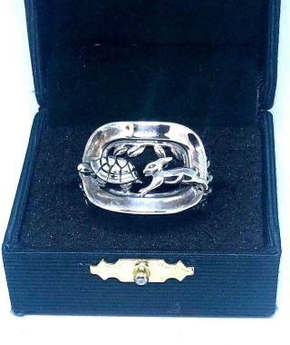 Signed Barry Kieselstein - Cord 925 Sterling Silver Tortoise & Hare Ring Size 11