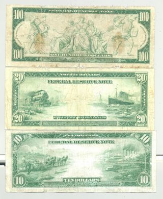 $10,  $20 and rare $100 Series 1914 Federal Reserve Notes 2