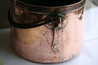 Vintage Antique Copper Stock Pot Cauldron Hammered Tinned Dovetailed 11inch