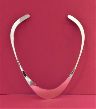 Modernist Old Newbury Crafters Sterling Silver Hand Wrought Collar Necklace,  Onc