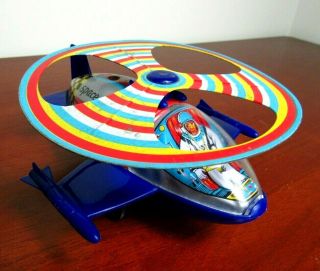 Vintage Mtu Space Ship Tin Plastic Wind - Up Toy -